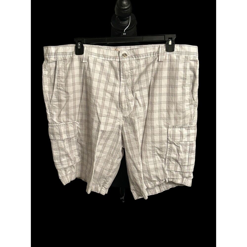 Dockers Men's Shorts Size 44 Plaid Gray And White Cotton